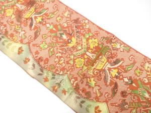 花更紗模様織り出し 名古屋帯